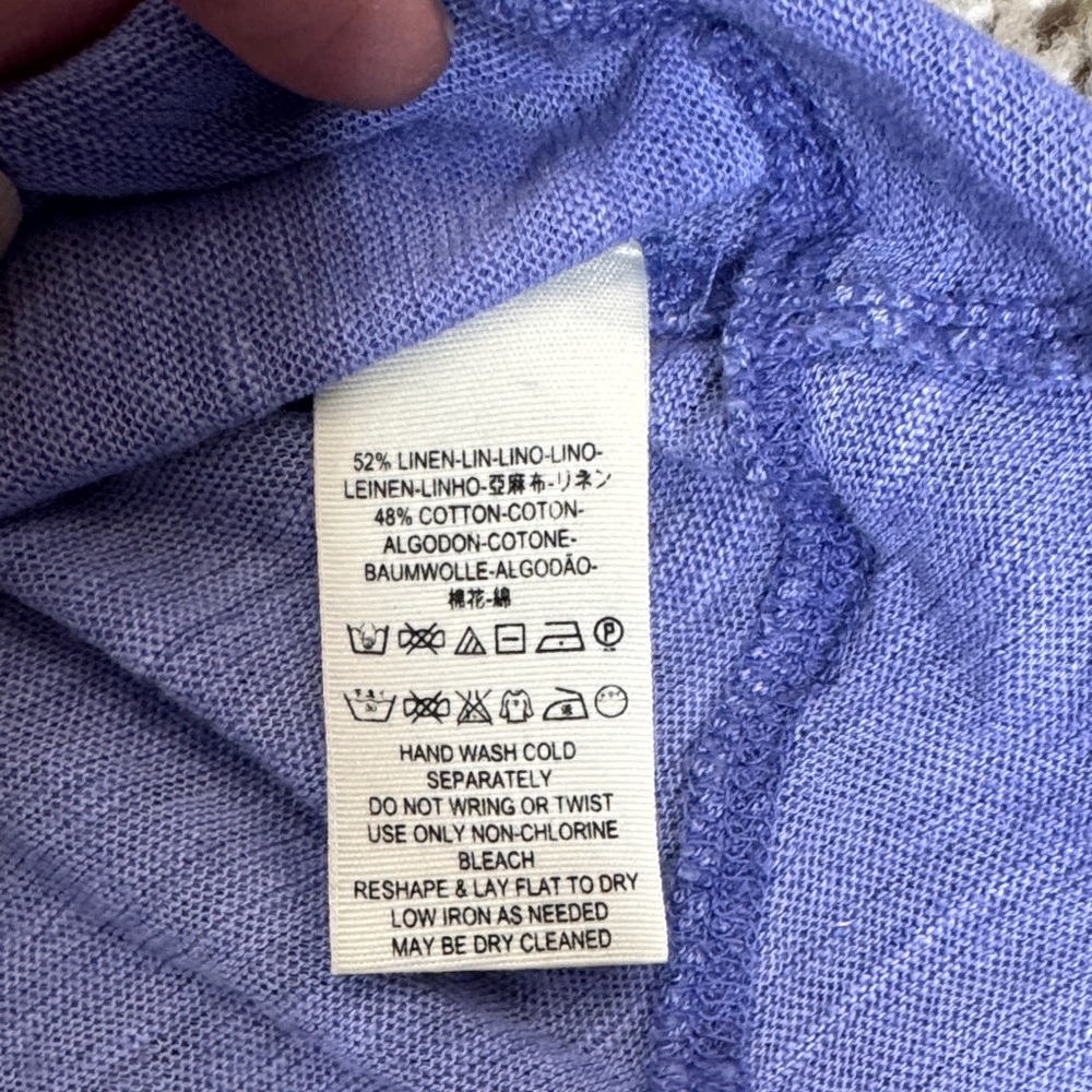 We The Free Rush Hour Linen Blend Periwinkle Long Sleeve Top - Picture 9 of 17